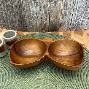 Handcrafted | Handmade in Philippines | Organic|Wooden |Double |Nut/Serving Bowl